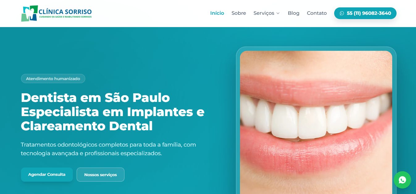 Site modelo para Odontologia da Plataforma SCG